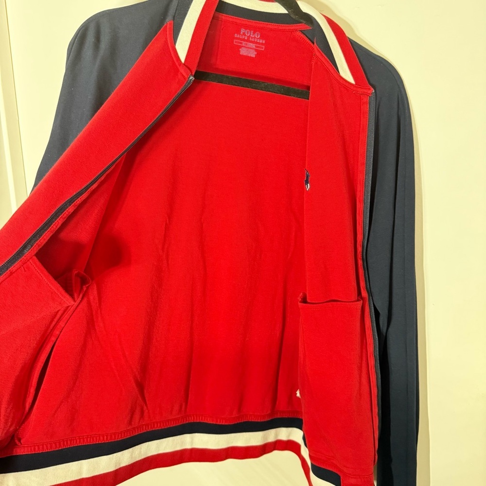 Polo Ralph Lauren Red & Navy Zip Up Sweater Jacket Men’s M | Excellent Condition - Picture 7 of 9
